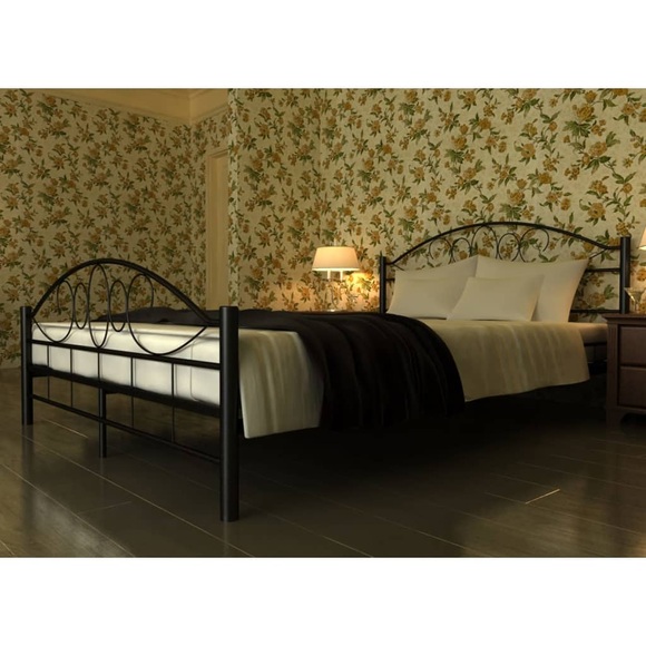 Bett Doppelbett mit Lattenrost 187x 207 cm schwarz + Matratze