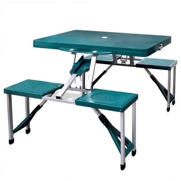 vidaXL Klappbares Campingtisch-Set Aluminium mit 4 Stühlen extra leicht grün