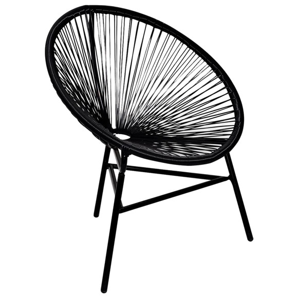 Schwarzer Ovaler Poly Rattan Stuhl