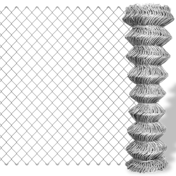 vidaXL Maschendrahtzaun Verzinkter Stahl 15×1,25 m Silbern