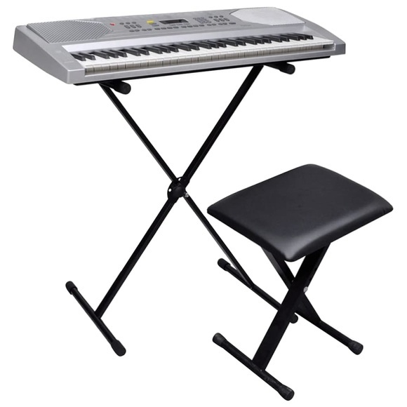vidaXL Elektronisches Keyboard 61-Tasten mit Keyboardständer und Sitzhocker