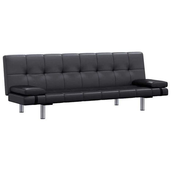 Schlafsofa mit zwei Kissen Kunstleder Verstellbar Schwarz