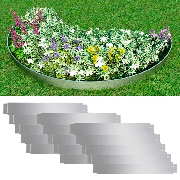 Flexible Rasenkante 15-er Set 100x15 cm Verzinkter Stahl