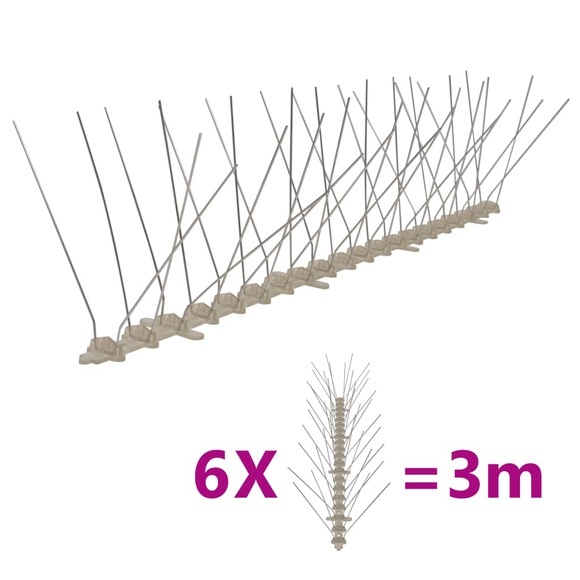 4-reihige Kunststoff Vogel- & Taubenabwehr-Spikes 6er Set