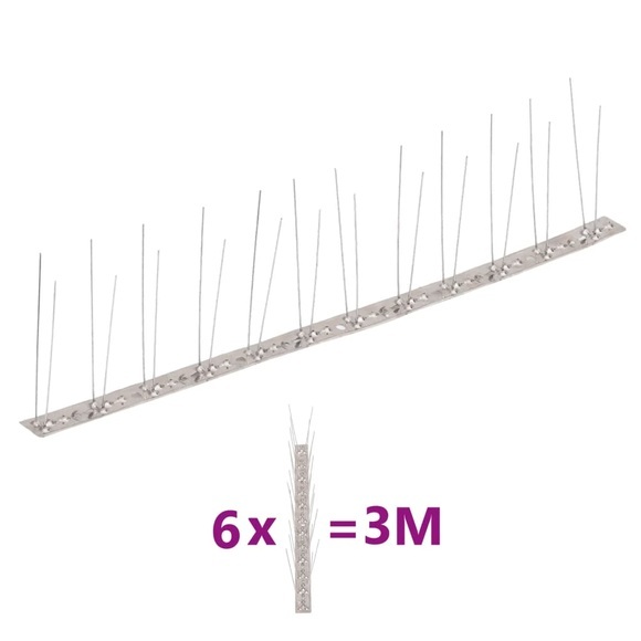 2-reihige Edelstahl Vogel- & Taubenabwehr-Spikes 6er Set