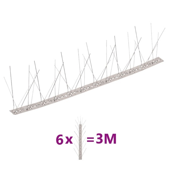 5-reihige Edelstahl Vogel- & Taubenabwehr-Spikes 6er Set