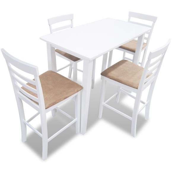 Stehtisch und 4 Barhocker Holz Weiss