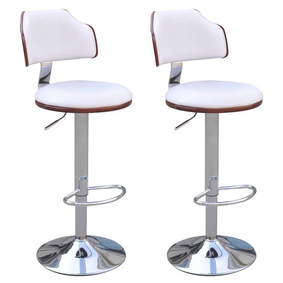 vidaXL Barhocker 2 Stk. Weiß Kunstleder