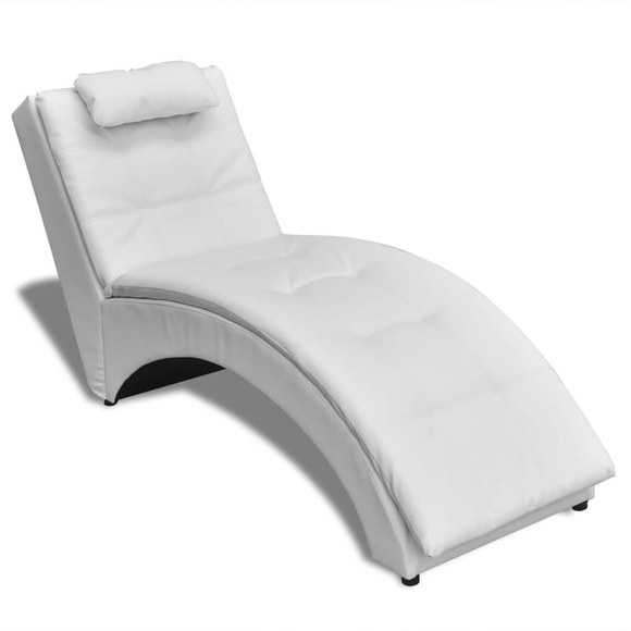 Chaiselongue mit Kissen Kunstleder Weiss