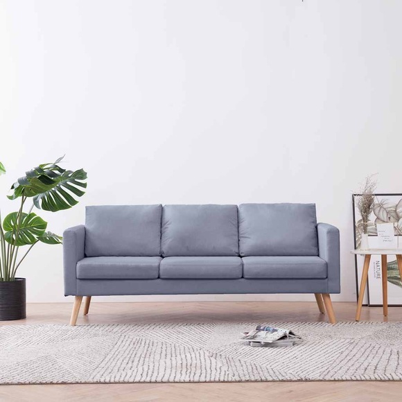 Sofa 3-Sitzer Stoff Hellgrau