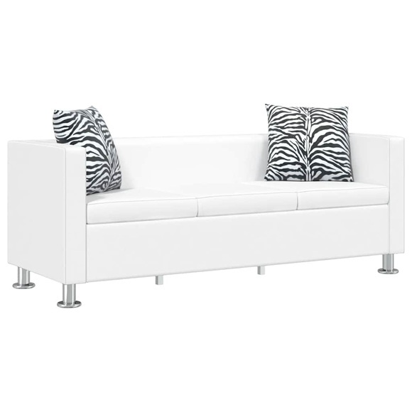 Sofa 3-Sitzer Kunstleder Weiss