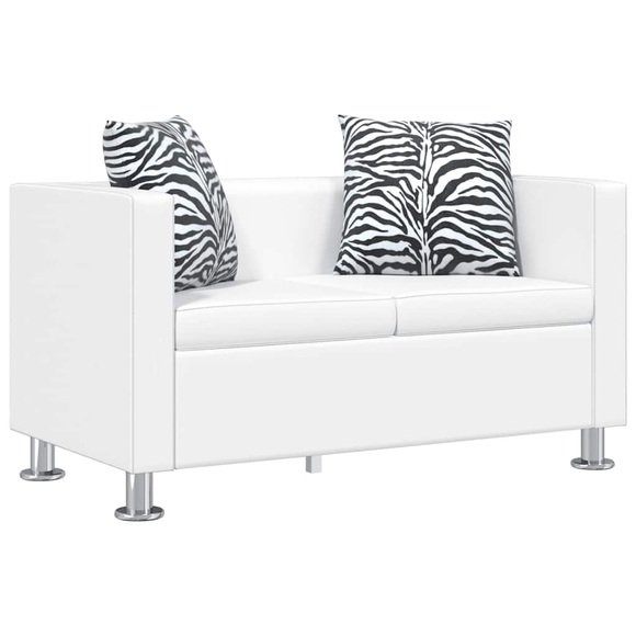 Sofa 2-Sitzer Kunstleder Weiss