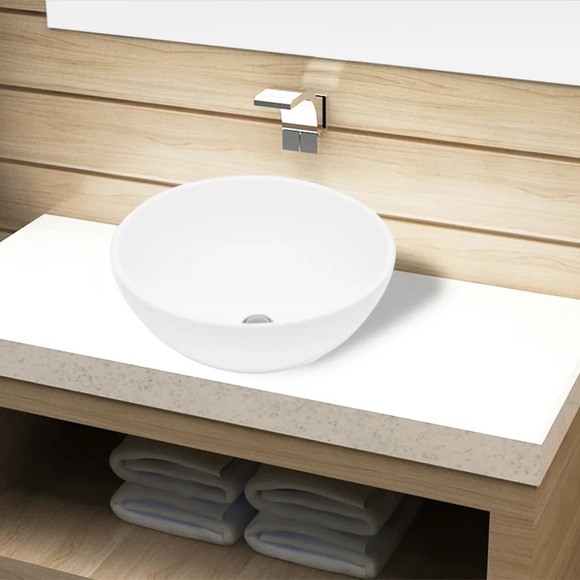 Keramik Waschbecken rund weiss