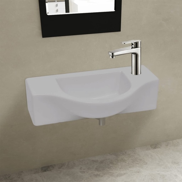 Keramik Waschbecken mit Hahnloch weiss