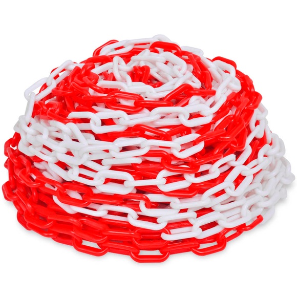 30 m Kunststoff Absperrkette rot-weiss