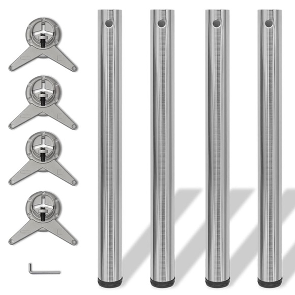 vidaXL 4x höhenverstellbares Tischbein Tischbeine Nickel gebürstet 710 mm