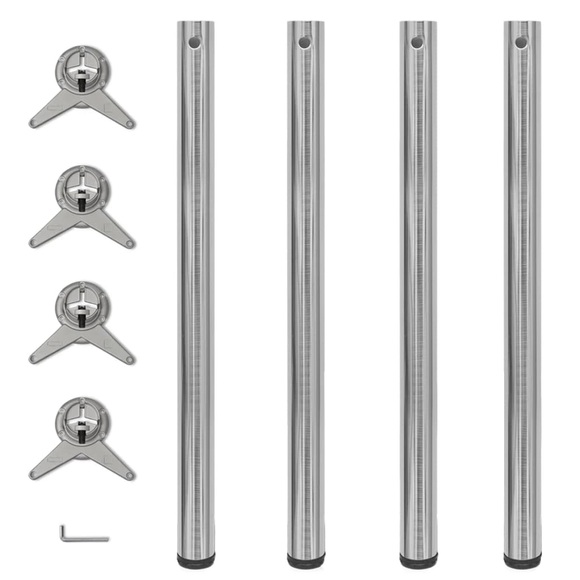 vidaXL 4x höhenverstellbares Tischbein Tischbeine Nickel gebürstet 870 mm