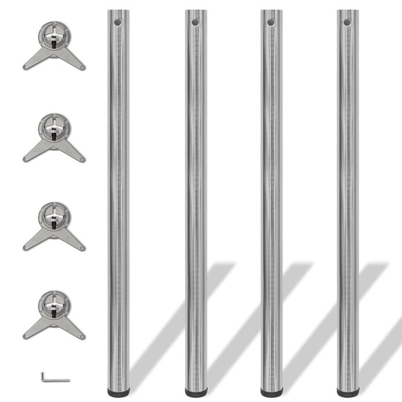 vidaXL 4x höhenverstellbares Tischbein Tischbeine Nickel gebürstet 1100 mm