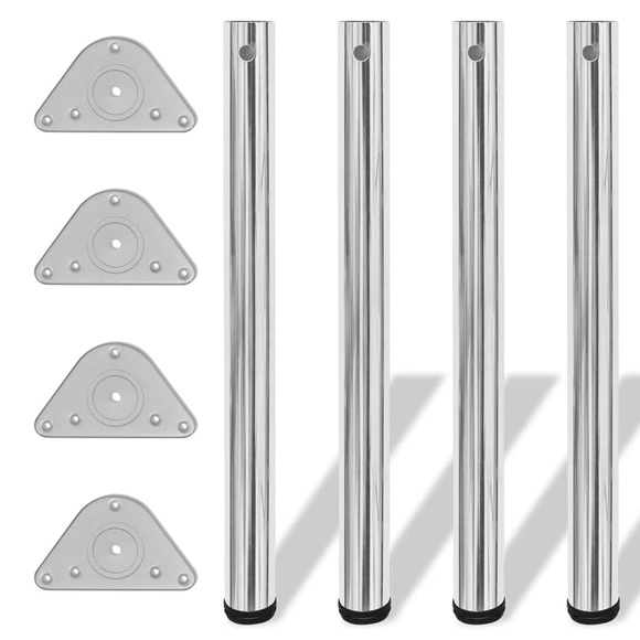 vidaXL 4x höhenverstellbares Tischbein Tischbeine Stützfuß Chrom 710 mm