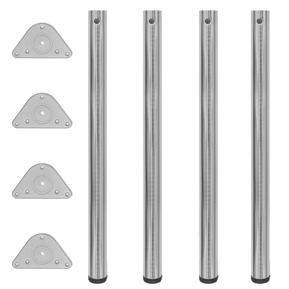 vidaXL 4x höhenverstellbares Tischbein Tischbeine gebürstetes Nickel 870 mm