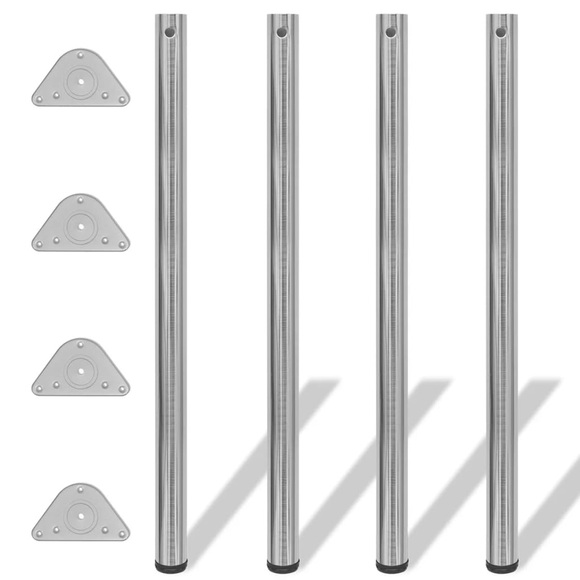 vidaXL 4x höhenverstellbares Tischbein Tischbeine gebürstetes Nickel 1100 mm