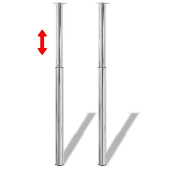 vidaXL 2 x Teleskopfuß Tischfuß Stützfuß Tischbein Chrom 710 mm-1100 mm