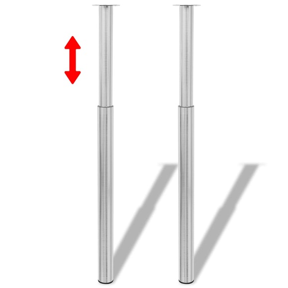 vidaXL 2 x Teleskopfuß Stützfuß Tischbein Nickel gebürstet 710mm-1100mm