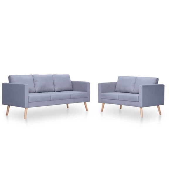 Sofa Set 2-Sitzer und 3-Sitzer Stoff Hellgrau