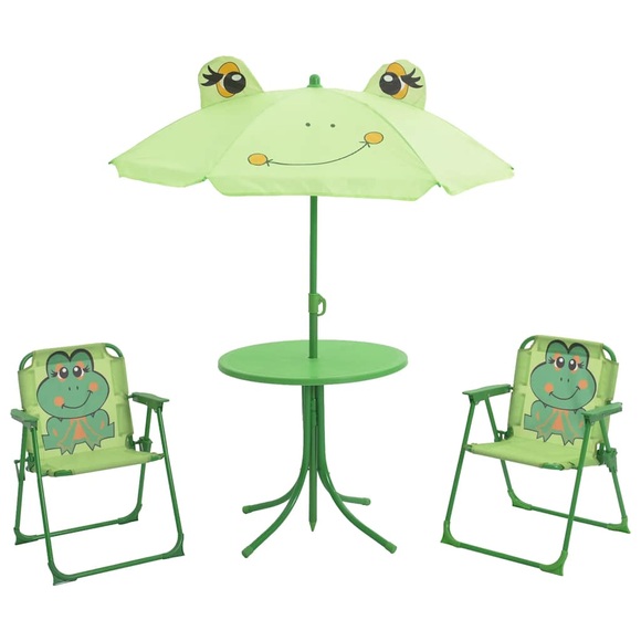 vidaXL 3-tlg. Garten-Bistro-Set für Kinder mit Sonnenschirm Grün