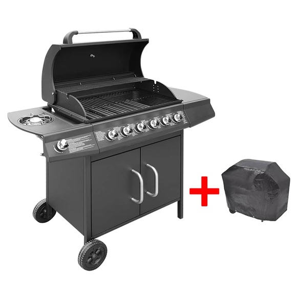 Gasgrill 6+1 Brenner Schwarz