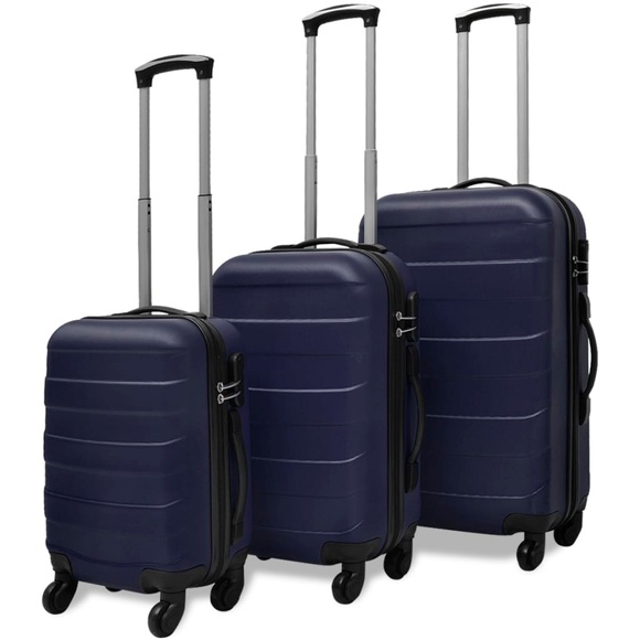 3-tlg. Hartschalen-Reisekoffer-Set Trolley Blau