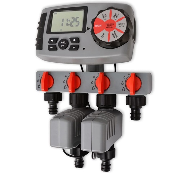 vidaXL 42352 Automatischer Bewässerungs-Timer mit 4 Stationen 3 V.