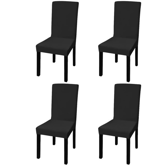 vidaXL Gerader Stretch Stuhlbezug 4 Stück Schwarz