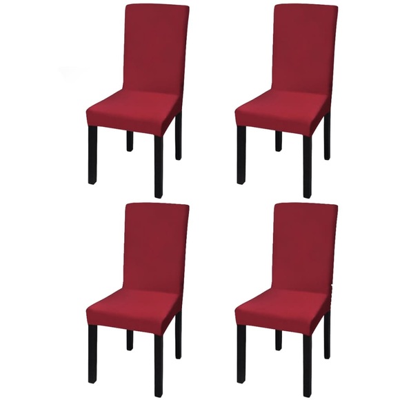 vidaXL Gerader Stretch Stuhlbezug 4 Stück Bordeaux