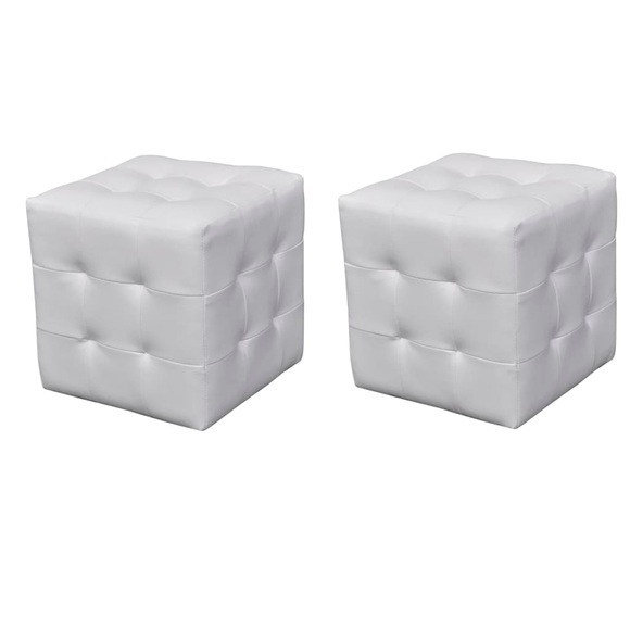 Nachttisch Sitzhocker 2er Set 30x30x30 cm weiss