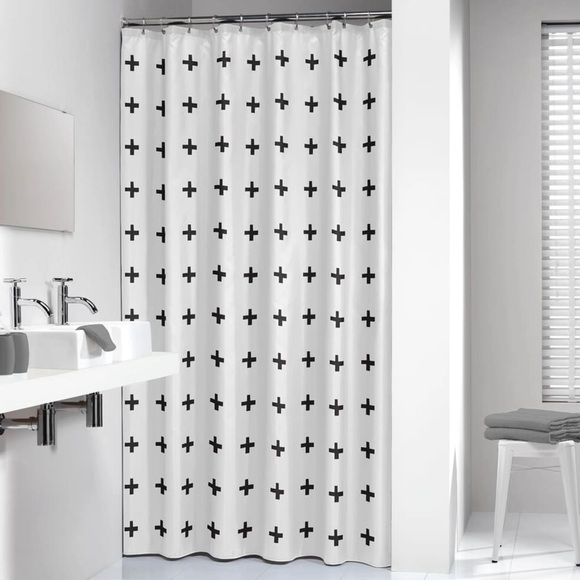 Sealskin Duschvorhang Signes 180x200 cm Schwarz und Weiß