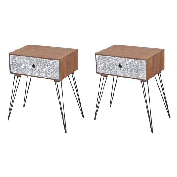 Nachttische mit Schublade 2 Stk. Braun