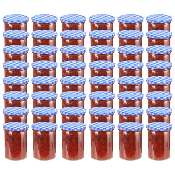 vidaXL Marmeladengläser mit Weißem/Blauem Deckel 48 Stk. 400 ml