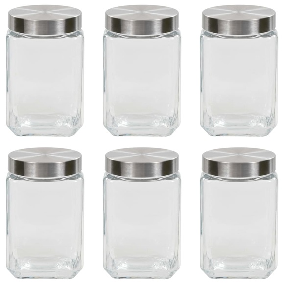 vidaXL Vorratsgläser mit Silbernem Deckel 6 Stk. 1700 ml