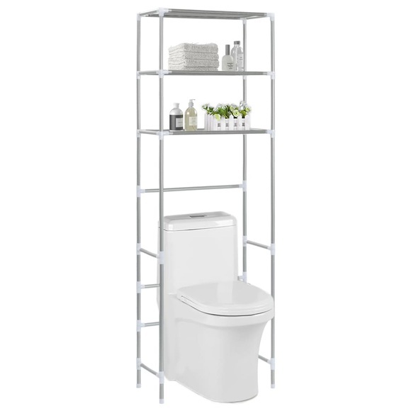 vidaXL 3-stufiges Toiletten-Regal Silbern 53×28×169 cm