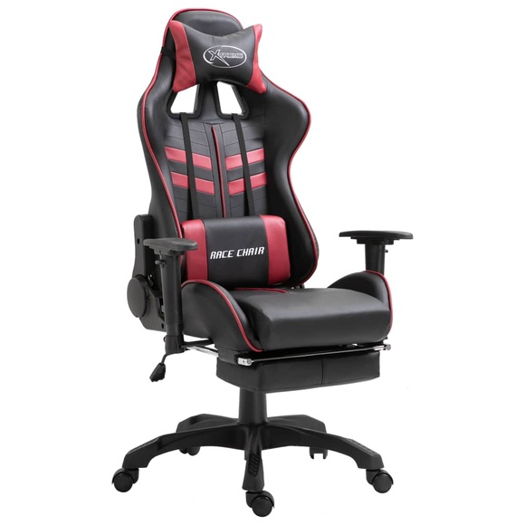 vidaXL Gaming-Stuhl mit Fußstütze Weinrot Kunstleder