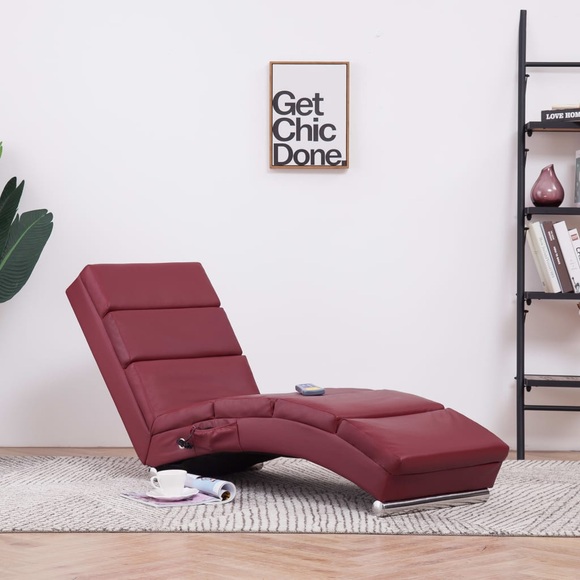 Massage Chaiselongue Weinrot Kunstleder