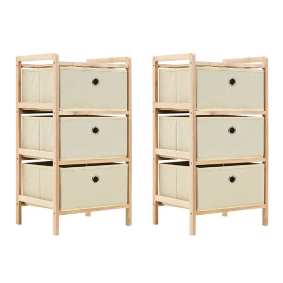 vidaXL Aufbewahrungsregale mit 3 Stoffkörben 2 Stk. Beige Zedernholz