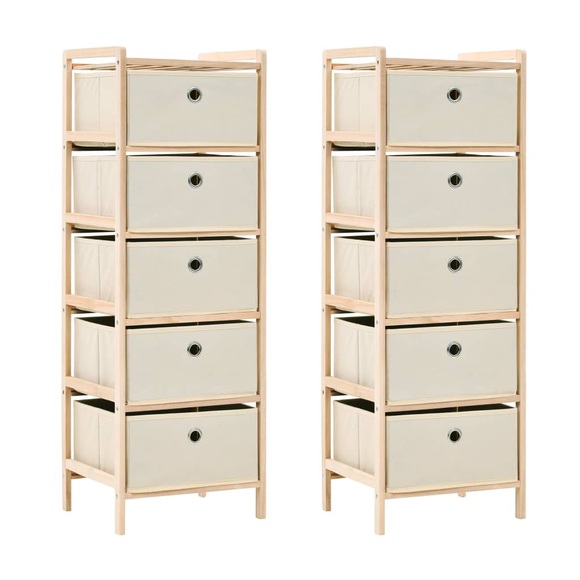 vidaXL Aufbewahrungsregale mit 5 Stoffkörben 2 Stk. Beige Zedernholz