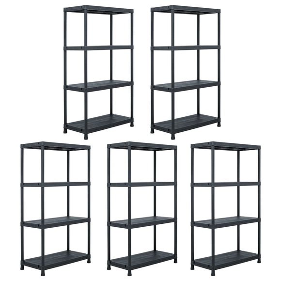 Lagerregale 5 Stk. Schwarz 60 x 30 x 138 cm Kunststoff