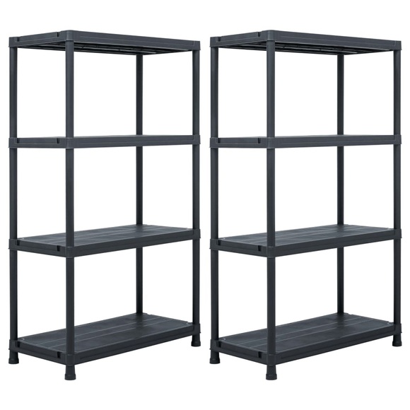Lagerregale 2 Stk. Schwarz 200 kg 80 x 40 x 138 cm Kunststoff