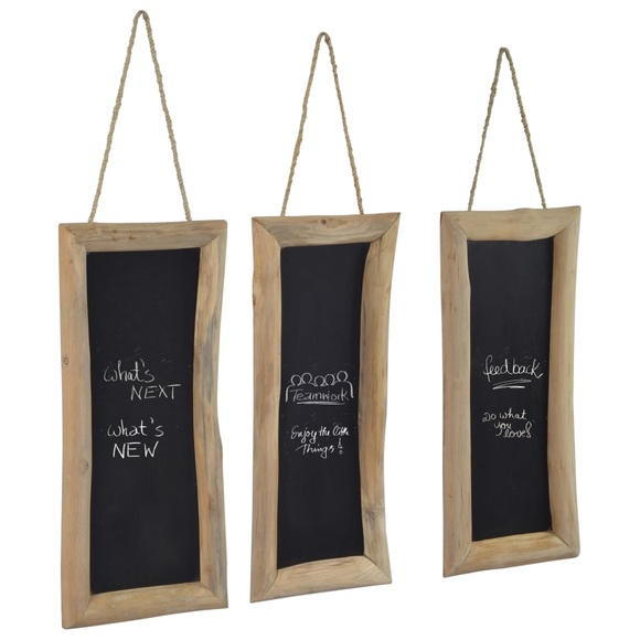 vidaXL Schreibtafeln 3 Stk. 30x70 cm Teakholz