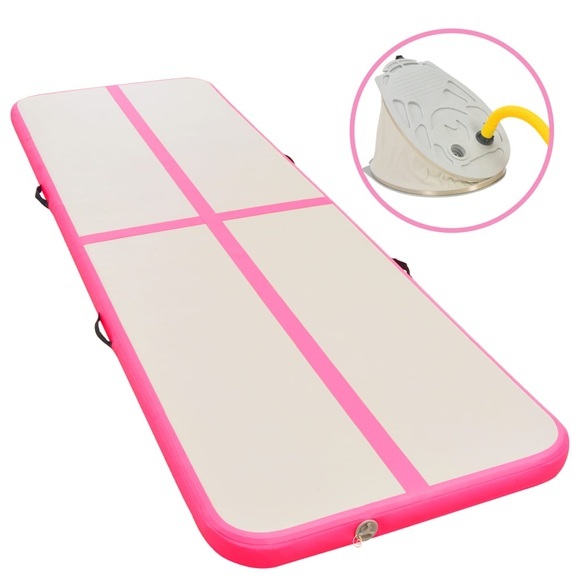 vidaXL Aufblasbare Gymnastikmatte mit Pumpe 400×100×10 cm PVC Rosa