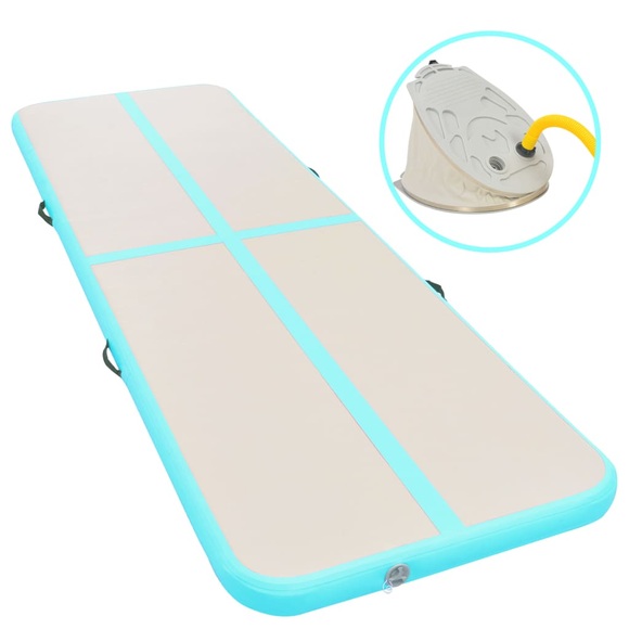 vidaXL Aufblasbare Gymnastikmatte mit Pumpe 700×100×10 cm PVC Grün