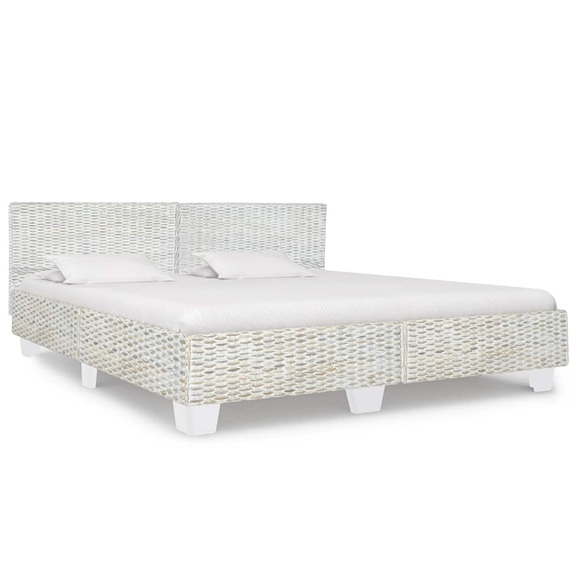 Bettgestell Grau Natur Rattan 180 x 200 cm